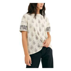 WE THE FREE Womens Top Yellow Short Sleeve Crew Neck Printed Juniors XS